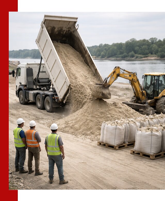 Доставка речного песка в Колпино самосвалами и погрузкой