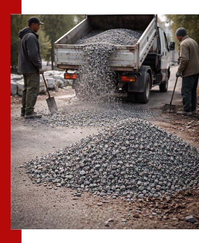 Гранитная крошка для посыпки дорог и тротуаров в Колпино